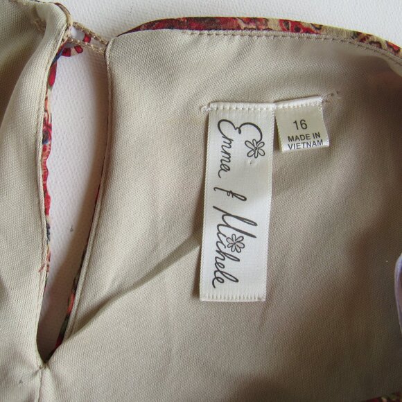 Emma & Michele Flutter Sleeve Ruffle Elastic Waist Paisley Print Dress Size 16 - Picture 4 of 6